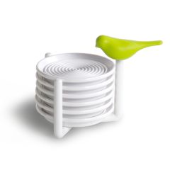 Набор подставок под чашки Sparrow, белый с зеленым, Qualy