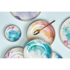 COSMOS MIXED COLOUR Сервиз столовый 18 предметов на 6 персон (тарелка мелкая 20 см - 6 шт., кружка с ручкой 380 мл - 6 шт., салатник 17 см - 3 шт.,соусник 10 см - 3 шт.), Porland