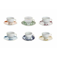 MOROCCO Набор кофейных пар на 6 персон, цвета: зелёный, синий, оранжевый, жёлтый, фуксия, петроль (чашка кофейная 80 мл - 6 шт., блюдце - 6 шт.), Porland