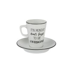 BE HAPPY Чайная пара 95 мл (чашка с ручкой, блюдце), Porland