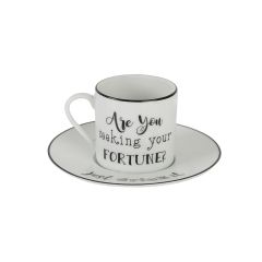 BE HAPPY Кофейная пара 90 мл  (чашка с ручкой, блюдце), Porland