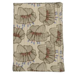 Полотенце кухонное из хлопкового муслина молочного цвета с принтом Цветы из коллекции Prairie, 50х70 см, Tkano