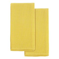 Набор из двух кухонных вафельных полотенец горчичного цвета из коллекции Essential, 50х70 см, Tkano