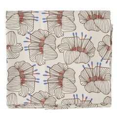 Скатерть из хлопка молочного цвета с принтом Цветы из коллекции Prairie, 170х250 см, Tkano