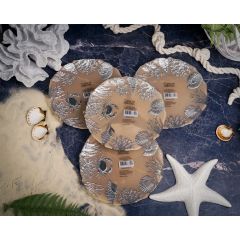 Набор обеденных тарелок 21 см Estrella De Mar, 4 шт., пастельно-розовый с серебристым декором, Casa di fortuna