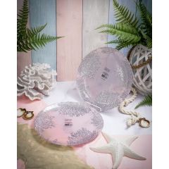 Набор обеденных тарелок 28 см Coralina, 2 шт., цвет пастельно-розовый с серебристым декором, Casa di fortuna