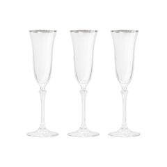 Набор из 6-ти бокалов для шампанского, 150 мл, с серебристым кантом, Gemma Platinum, Le Stelle