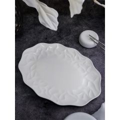 Блюдо овальное 31x22,5 см, h 2,5 см, костяной фарфор, Origami, Casa di fortuna