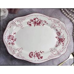Блюдо овальное 32,5x23 см, h 3 см, фарфор, Red Rose, Casa di fortuna