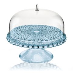 Блюдо для торта с крышкой, Tiffany, ?30 см, голубое, Guzzini