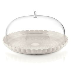 Блюдо сервировочное с крышкой Tiffany, ?36 см, молочно-белое, Guzzini