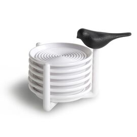 Набор подставок под чашки Sparrow, белый с черным, Qualy