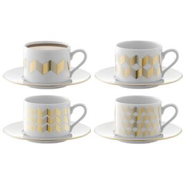 Набор чашек с блюдцами Signature, Chevron, 4 шт, 250 мл, золото, LSA International