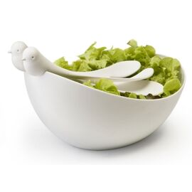 Салатница с ложками Sparrow белая, Qualy