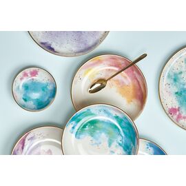 COSMOS MIXED COLOUR Сервиз столовый 18 предметов на 6 персон (тарелка мелкая 20 см - 6 шт., кружка с ручкой 380 мл - 6 шт., салатник 17 см - 3 шт.,соусник 10 см - 3 шт.), Porland