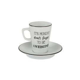 BE HAPPY Чайная пара 95 мл (чашка с ручкой, блюдце), Porland