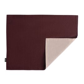 Салфетка под приборы из умягченного льна с декоративной обработкой бордо/розовый Essential, 35х45 см, Tkano