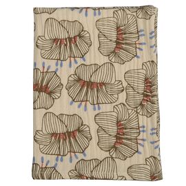 Полотенце кухонное из хлопкового муслина молочного цвета с принтом Цветы из коллекции Prairie, 50х70 см, Tkano