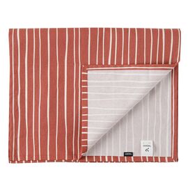 Дорожка на стол из хлопка терракотового цвета с принтом Полоски из коллекции Prairie, 45х150 см, Tkano