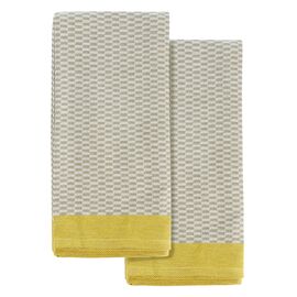 Набор из двух кухонных жаккардовых полотенец  оливкового цвета из коллекции Essential, 50х70 см, Tkano