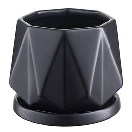 Горшок цветочный Rhombus, 12,5 см, матовый черный, Liberty Jones