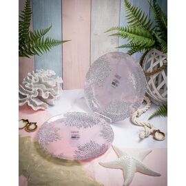 Набор обеденных тарелок 28 см Coralina, 2 шт., цвет пастельно-розовый с серебристым декором, Casa di fortuna