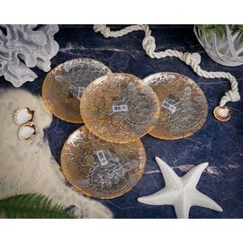 Набор обеденных тарелок 21 см Sea Turtle, 4 шт.,цвет пастельно-лососевый с серебристым декором, Casa di fortuna