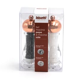 Мельница для соли h 16,5 см, акрил, верхняя часть с медным покрытием, прозрачная, серия CAPRI, Bisetti