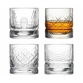 Набор из 4-х стаканов для виски с разным рельефом, 300 мл, h 9 см, d 8,6 см, серия DANDY, La Rochere