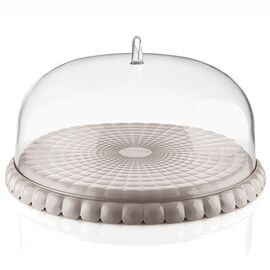 Блюдо сервировочное с крышкой Tiffany, 30 см, серо-бежевое, Guzzini