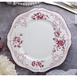Тарелка мелкая d 21 см, h 2 см, фарфор, Red Rose, Casa di fortuna