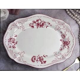 Блюдо овальное 38x26,5 см, h 3,3 см, фарфор, Red Rose, Casa di fortuna