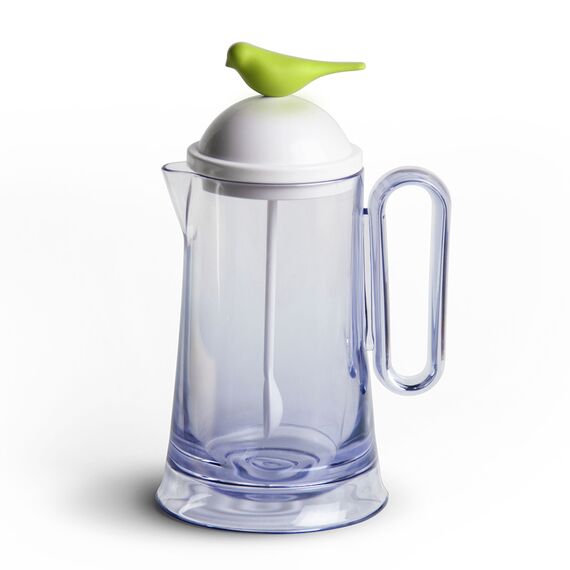 Кувшин Sparrow с ложкой, белый с зеленым, Qualy