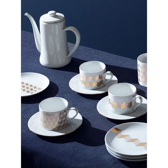 Набор блюдец Signature, Chevron, ?16cm, золото, 4 шт., LSA International, изображение 2