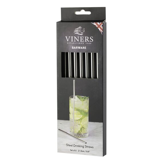 Набор из 6 соломинок из нержавеющей стали Barware, Viners, изображение 3