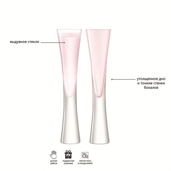 Набор бокалов для шампанского Moya, 2 шт, 170 мл, розовый, LSA International, изображение 5