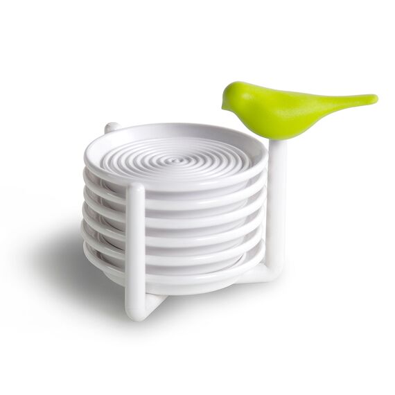 Набор подставок под чашки Sparrow, белый с зеленым, Qualy