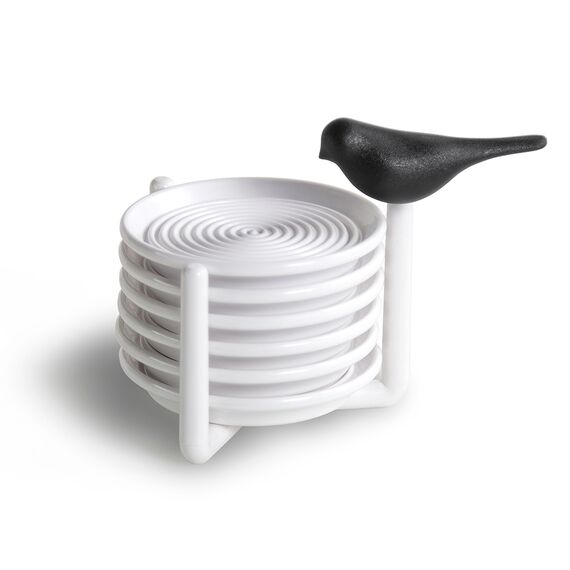 Набор подставок под чашки Sparrow, белый с черным, Qualy