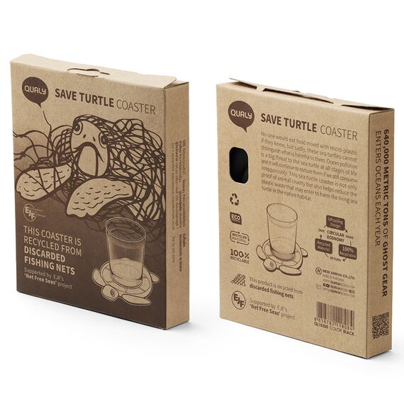 Подставка под стаканы Save Turtle, черный, Qualy, изображение 3