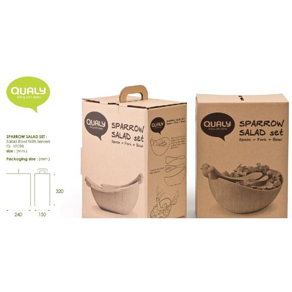 Салатница с ложками Sparrow белая, Qualy, изображение 3