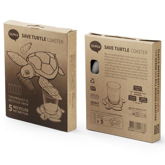 Подставка под стаканы Save Turtle, серый, Qualy, изображение 3
