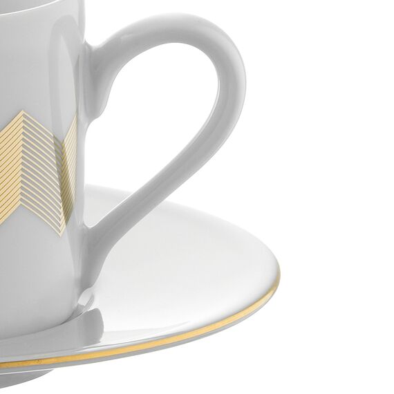 Набор чашек с блюдцами Signature, Chevron, 4 шт, 250 мл, золото, LSA International, изображение 8