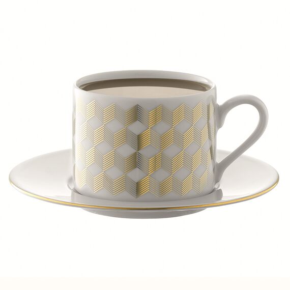 Набор чашек с блюдцами Signature, Chevron, 4 шт, 250 мл, золото, LSA International, изображение 7