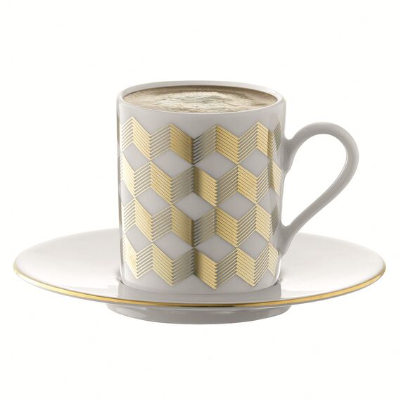 Набор чашек с блюдцами Signature, Chevron, 100 мл, золото, 4 шт., LSA International, изображение 7