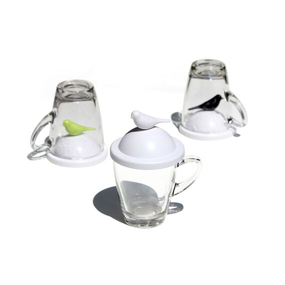 Чашка с крышкой Sparrow, белая с зеленым, Qualy, изображение 4