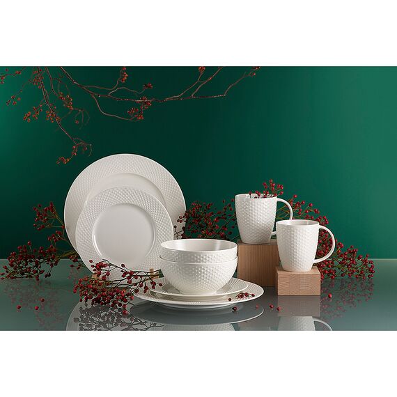 Набор из двух тарелок белого цвета с фактурным рисунком из коллекции Essential, 27см, Tkano, изображение 6