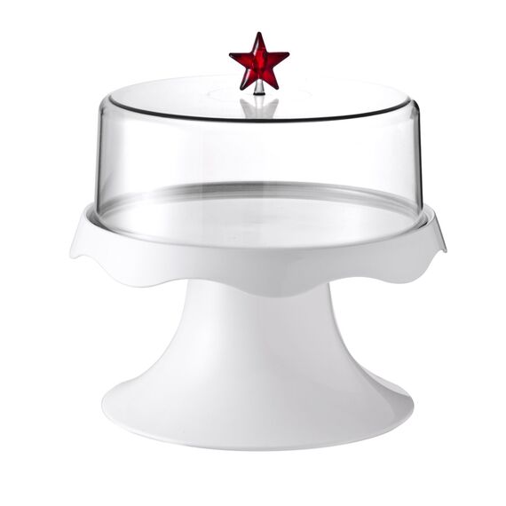 Тортовница на ножке подарочная Merry Tray средняя белая, Qualy