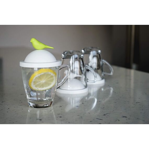 Чашка с крышкой Sparrow, белая с зеленым, Qualy, изображение 3