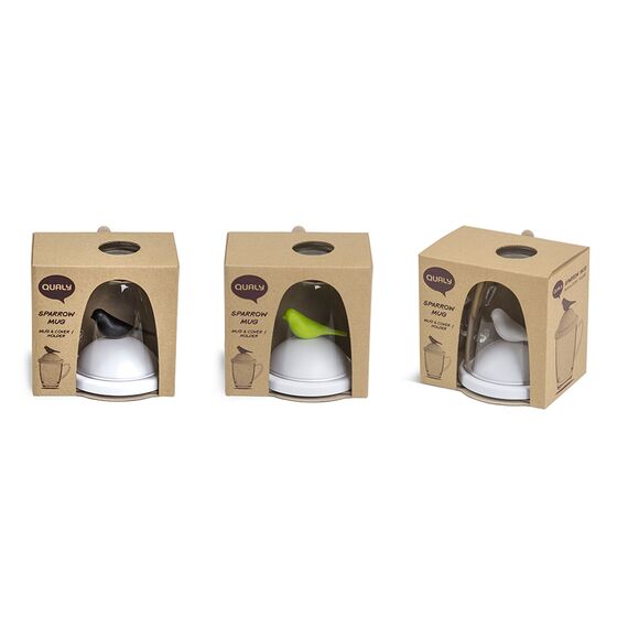 Чашка с крышкой Sparrow, белая с зеленым, Qualy, изображение 6