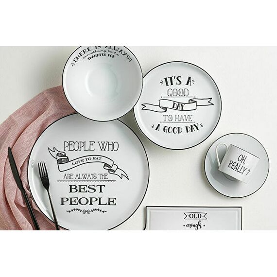 BE HAPPY Сервиз чайный 19 предметов (тарелка мелкая 20 см - 6 шт., чайная чашка 180 мл - 6 шт., тарелка мелкая 28 см - 1 шт., блюдце для чайной чашки - 6 шт.), Porland